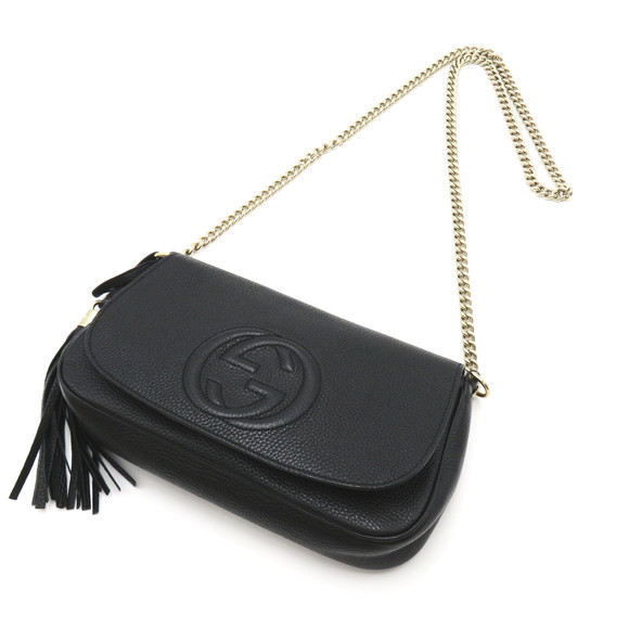 Gucci Soho Fringe Chain Shoulder Bag Leather Black - Picture 3 of 8